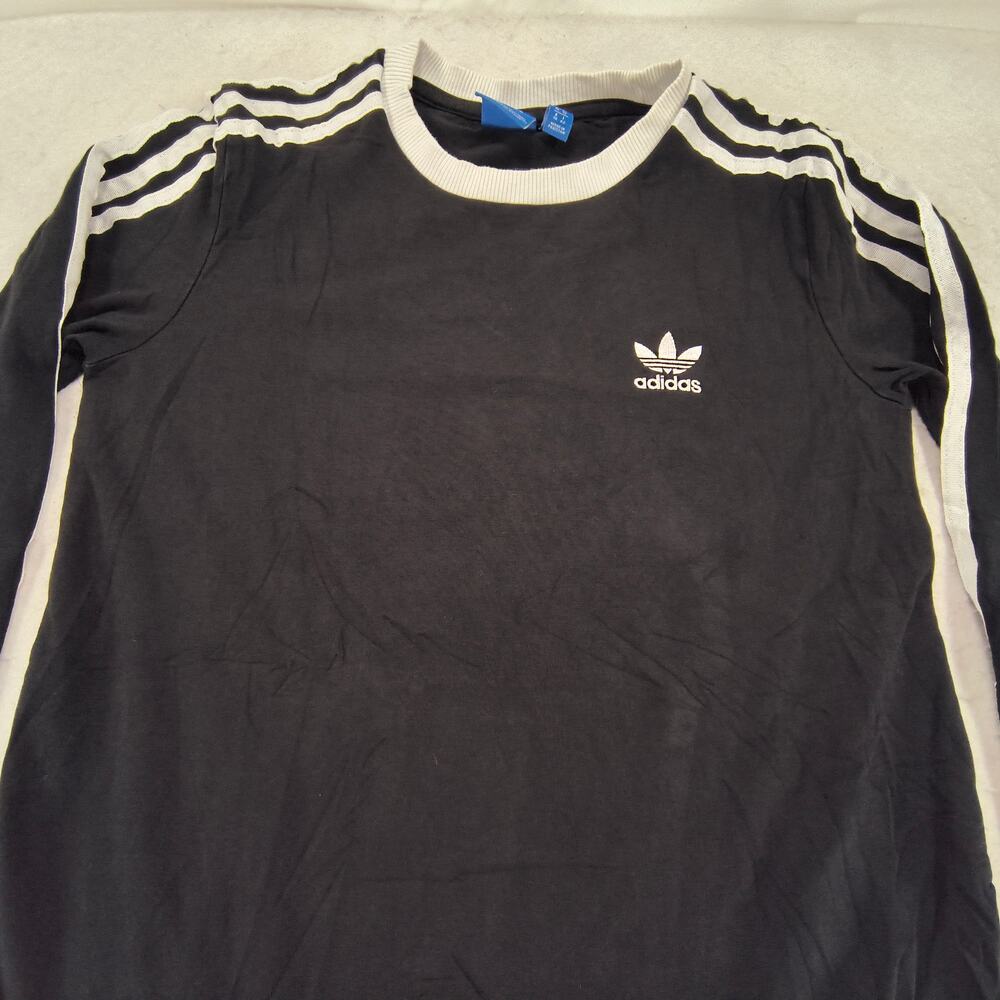 Adidas Graphic Long Sleeve Crew Neck T Shirt Womens Size Small S Black White
